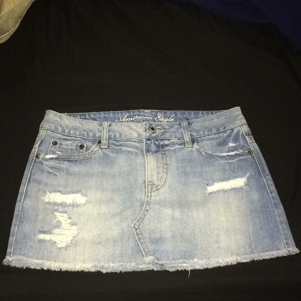 American Eagle Ripped Denim Mini Skirt Size 2